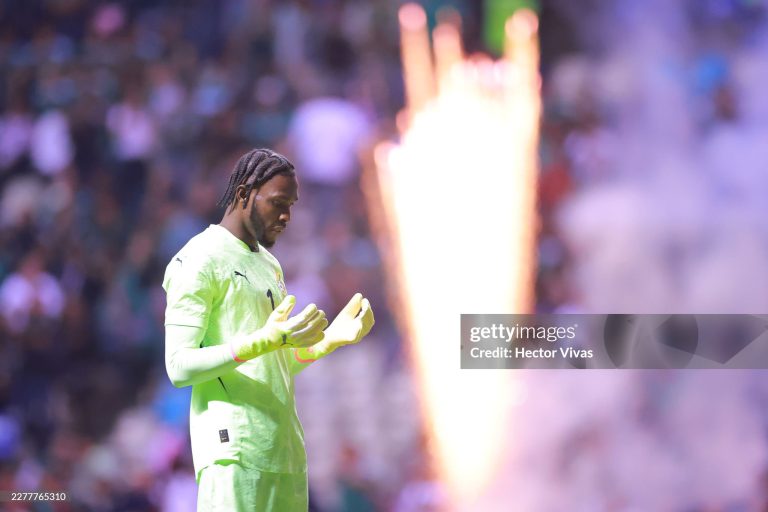 PUEBLA, MEXICO - MAY 22: Solomon Agbasi of Ghana gestures during the international friendly match between Mexico and Ghana at Estadio Cuauhtémoc on May 22, 2026 in Puebla, Mexico. (Photo by Hector Vivas/Getty Images)