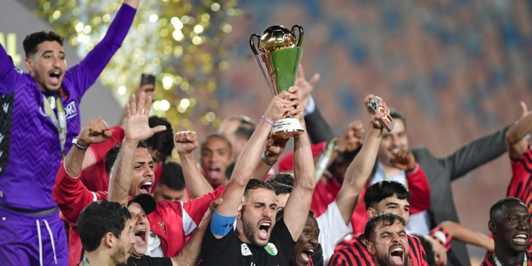 USM Alger players celebrate victory during the CAF Confederation Cup 2025/26 2nd Leg Final between Zamalek and USM Alger at Cairo International Stadium in Cairo, Egypt on 16 May 2026 ©Mostafa Emira/BackpagePix