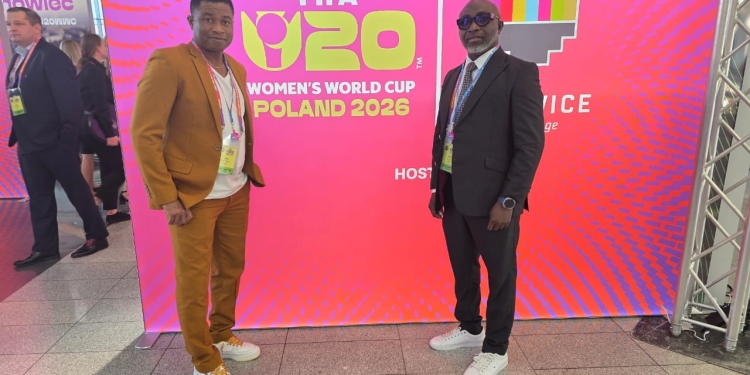 GFA General Secretary, Prosper Harrison Addo, and Black Princesses Head Coach, Charles Sampson in attendance at the FIFA U-20 Women’s World Cup draw held in Poland.