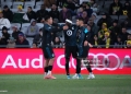 COLUMBUS, OHIO - MAY 02: Kelvin Yeboah #9 of the Minnesota United celebrate a goal with Nicolás Romero #5 and Joaquín Pereyra #26 of the Minnesota United during the second half of the MLS match against the Columbus Crew at ScottsMiracle-Gro Field on May 02, 2026 in Columbus, Ohio. (Photo by Jason Mowry/Getty Images)