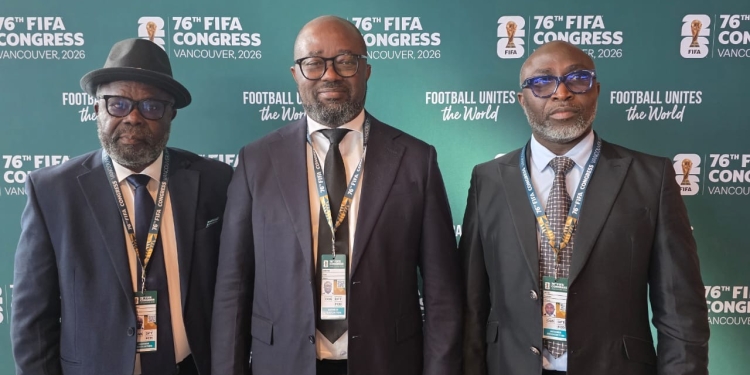 Kurt Okraku, Ghana FA President, General Secretary Prosper Harrison  Addo and Nana Oduro Sardo at  76th FIFA Congress in Canada