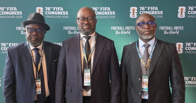 Kurt Okraku, Ghana FA President, General Secretary Prosper Harrison  Addo and Nana Oduro Sardo at  76th FIFA Congress in Canada
