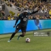 COLUMBUS, OH - MAY 02: Minnesota United FC Forward Kelvin Yeboah (9) attempts to cross the ball in the first half during the MLS match between Columbus Crew and Minnesota United FC on May 2nd, 2026 at ScottsMiracle-Gro Field in Columbus, OH (Photo by Michael Brown/Icon Sportswire via Getty Images)