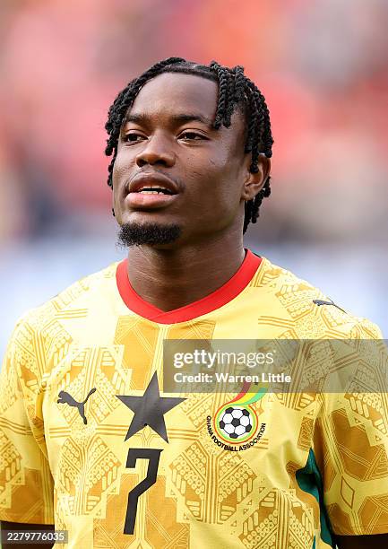 CARDIFF, WALES - JUNE 02: A portrait of Fatawu Issahaku of Ghana ahead of the international friendly match between Wales and Ghana at Cardiff City Stadium on June 02, 2026 in Cardiff, Wales. (Photo by Warren Little/Getty Images)