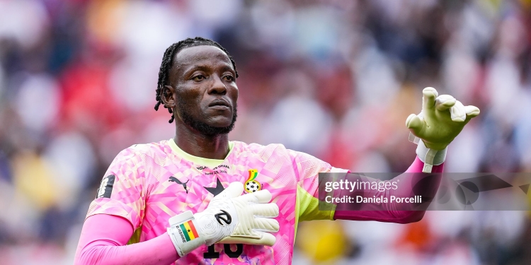 FOXBOROUGH, MASSACHUSETTS - JUNE 23: Benjamin Asare of Ghana celebrates after the FIFA World Cup 2026 Group L match between England and Ghana at Boston Stadium on June 23, 2026 in Foxborough, Massachusetts. (Photo by Daniela Porcelli/Getty Images)
