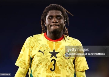 CARDIFF, WALES - JUNE 2: Caleb Yirenkyi of Ghana during the international friendly match between Wales and Ghana at Cardiff City Stadium on June 2, 2026 in Cardiff, Wales. (Photo by Jacques Feeney/Offside/Offside via Getty Images)