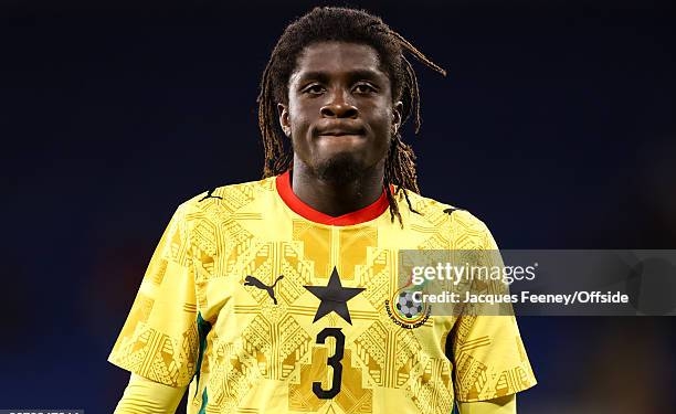 CARDIFF, WALES - JUNE 2: Caleb Yirenkyi of Ghana during the international friendly match between Wales and Ghana at Cardiff City Stadium on June 2, 2026 in Cardiff, Wales. (Photo by Jacques Feeney/Offside/Offside via Getty Images)