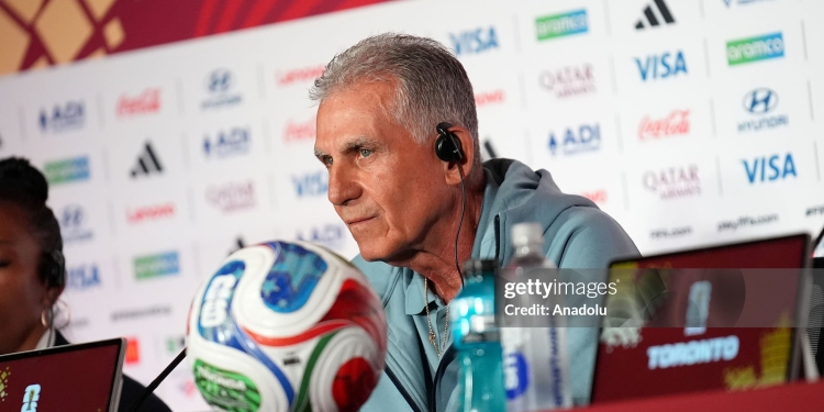 TORONTO, CANADA - JUNE 16 : Head coach of Ghana, Carlos Queiroz speaks to media ahead of their Group L match against Panama at the 2026 FIFA World Cup in Toronto, Ontario, Canada on June 16, 2026. (Photo by Mert Alper Dervis/Anadolu via Getty Images)