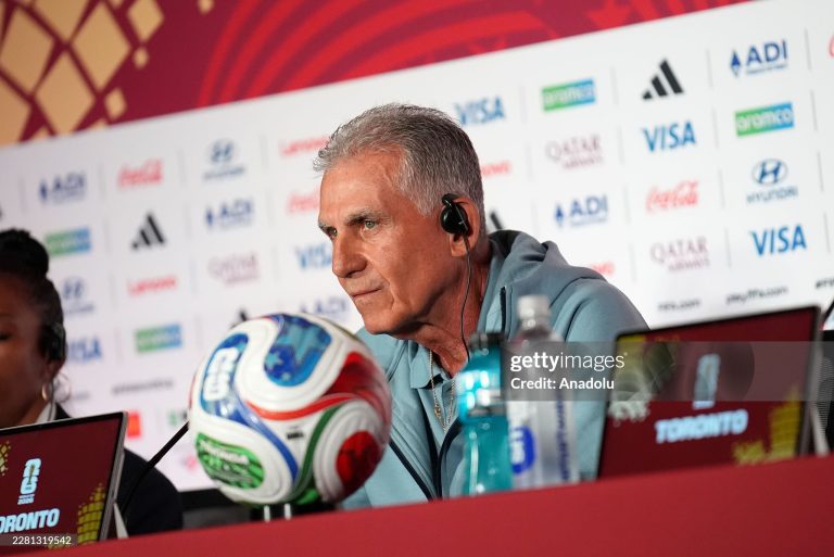 TORONTO, CANADA - JUNE 16 : Head coach of Ghana, Carlos Queiroz speaks to media ahead of their Group L match against Panama at the 2026 FIFA World Cup in Toronto, Ontario, Canada on June 16, 2026. (Photo by Mert Alper Dervis/Anadolu via Getty Images)