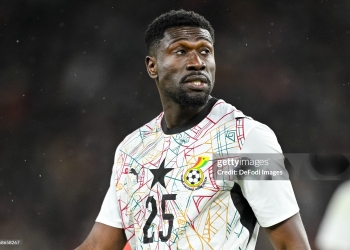Stuttgart, Germany - March 30: Derrick Luckassen of Ghana looks on during the international friendly match between Germany and Ghana at MHP Arena on March 30, 2026 in Stuttgart, Germany. (Photo by Harry Langer/DeFodi Images/DeFodi via Getty Images)