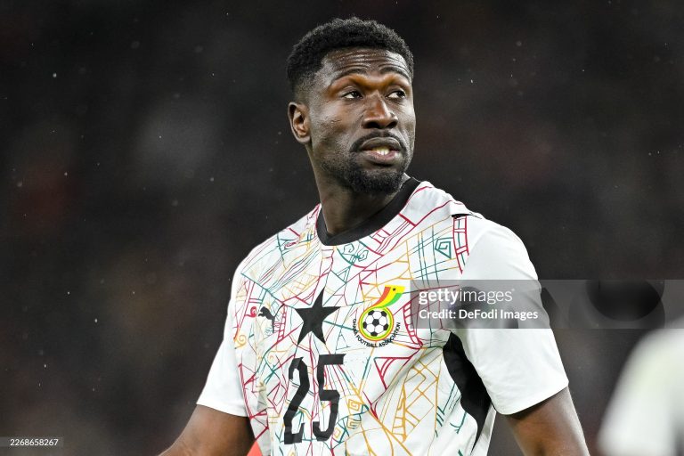 Stuttgart, Germany - March 30: Derrick Luckassen of Ghana looks on during the international friendly match between Germany and Ghana at MHP Arena on March 30, 2026 in Stuttgart, Germany. (Photo by Harry Langer/DeFodi Images/DeFodi via Getty Images)