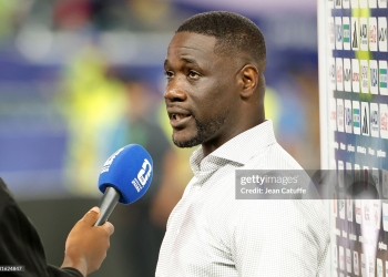 PHILADELPHIA, PENNSYLVANIA - JUNE 14: Cote d'Ivoire head coach Emerse Fae answers to the media following the FIFA World Cup 2026 Group E football match between Cote D'Ivoire (Ivory Coast) and Ecuador at Philadelphia Stadium on June 14, 2026 in Philadelphia, United States. (Photo by Jean Catuffe/Getty Images)