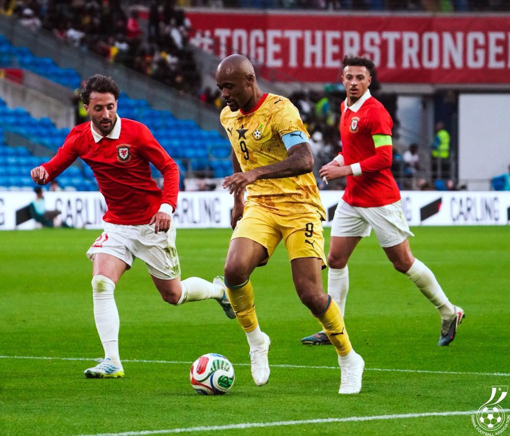 Ghana Captain Jordan Ayew in action against Wales in a pre-World Cup friendly at the Cardiff City Satadium
