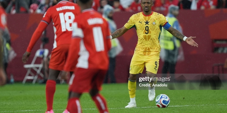 TORONTO, CANADA - JUNE 17: Jordan Ayew of Ghana in action against Cecilio Waterman of Panama during 2026 FIFA World Cup First Stage Group L match between Ghana and Panama at Toronto Stadium (BMO Field) in Toronto, Ontario, Canada on June 17, 2026. (Photo by Mert Alper Dervis/Anadolu via Getty Images)