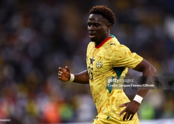 CARDIFF, WALES - JUNE 2: Marvin Senaya of Ghana during the international friendly match between Wales and Ghana at Cardiff City Stadium on June 2, 2026 in Cardiff, Wales. (Photo by Jacques Feeney/Offside/Offside via Getty Images)