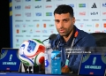 Iran's forward #09 Mehdi Taremi gives a press conference at Los Angeles Stadium in Inglewood on June 14, 2026, on the eve of the 2026 World Cup football match between Iran and New Zealand. (Photo by Patrick T. FALLON / AFP via Getty Images)