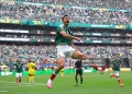 MEXICO CITY, MEXICO - JUNE 11: Raul Jimenez #9 of Mexico celebrates scoring his team's second goal during the FIFA World Cup 2026 Group A match between Mexico and South Africa at Mexico City Stadium on June 11, 2026 in Mexico City, Mexico. (Photo by Carl Recine/Getty Images)