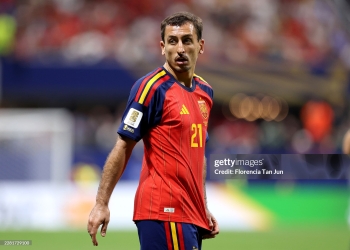 ATLANTA, GEORGIA - JUNE 15: Mikel Oyarzabal #21 of Spain looks on during the FIFA World Cup 2026 Group H match between Spain and Cabo Verde at Atlanta Stadium on June 15, 2026 in Atlanta, Georgia. (Photo by Florencia Tan Jun/Getty Images)