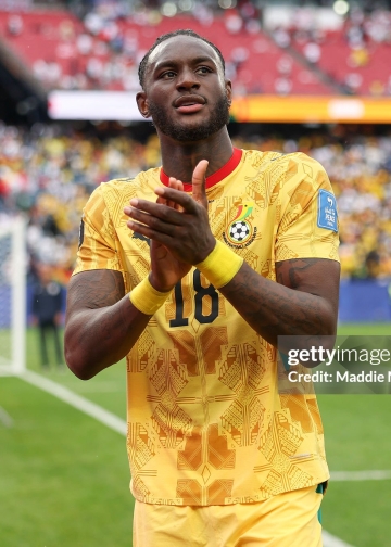 FOXBOROUGH, MASSACHUSETTS - JUNE 23: Jerome Opoku #18 of Ghana applauds fans after the scoreless draw in the FIFA World Cup 2026 Group L match between England and Ghana at Boston Stadium on June 23, 2026 in Foxborough, Massachusetts. (Photo by Maddie Meyer - FIFA/FIFA via Getty Images)