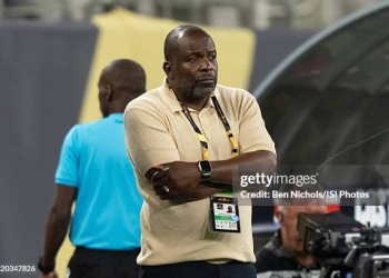 SAN DIEGO, CALIFORNIA - JUNE 15: Suriname head coach Stanley Menzo during their Gold Cup match against Costa Rica at Snapdragon Stadium on June 15, 2025 in San Diego, California. (Photo by Ben Nichols/ISI Photos/ISI Photos via Getty Images)