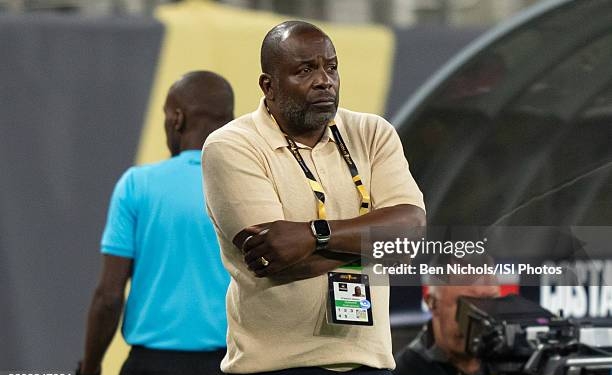 SAN DIEGO, CALIFORNIA - JUNE 15: Suriname head coach Stanley Menzo during their Gold Cup match against Costa Rica at Snapdragon Stadium on June 15, 2025 in San Diego, California. (Photo by Ben Nichols/ISI Photos/ISI Photos via Getty Images)