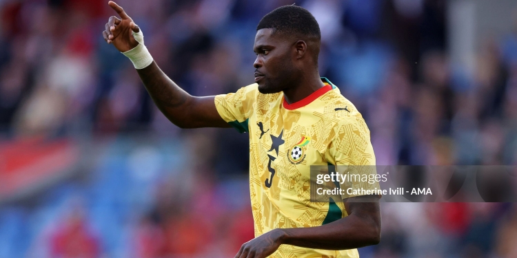 CARDIFF, WALES - JUNE 02: Thomas Partey of Ghana  during the international friendly match between Wales and Ghana at Cardiff City Stadium on June 02, 2026 in Cardiff, Wales. (Photo by Catherine Ivill - AMA/Getty Images)
