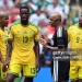 Brazilian referee Wilton Sampaio talks with South Africa's midfielder #13 Sphephelo Sithole during the 2026 World Cup Group A football match between Mexico and South Africa at the Mexico City Stadium in Mexico City on June 11, 2026. (Photo by Yuri CORTEZ / AFP via Getty Images)