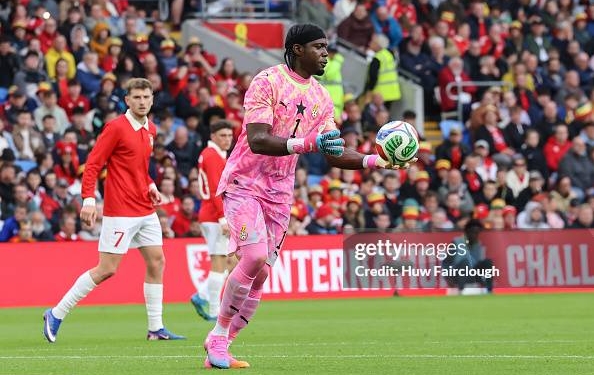 CARDIFF, WALES - JUNE 02: Lawrence Ati-Zigi of Ghana clears the ball during the international friendly match between Wales and Ghana at Cardiff City Stadium on June 02, 2026 in Cardiff, Wales. (Photo by Huw Fairclough/Getty Images)