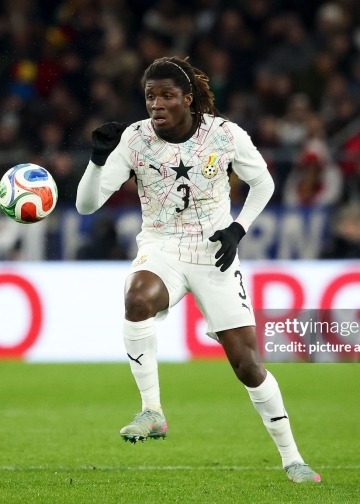 30 March 2026, Baden-Württemberg, Stuttgart: Soccer, Men: International matches, Germany - Ghana, MHPArena, Caleb Yirenkyi (Ghana) in action. Photo: Christian Charisius/dpa - IMPORTANT NOTE: In accordance with the regulations of the DFL German Football League and the DFB German Football Association, it is prohibited to utilize or have utilized photographs taken in the stadium and/or of the match in the form of sequential images and/or video-like photo series. (Photo by Christian Charisius/picture alliance via Getty Images)