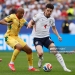 FOXBOROUGH, MASSACHUSETTS - JUNE 23: Jordan Ayew of Ghana and Declan Rice of England challenge during the FIFA World Cup 2026 Group L match between England and Ghana at Boston Stadium on June 23, 2026 in Foxborough, Massachusetts. (Photo by Richard Sellers/Sportsphoto/Allstar via Getty Images)