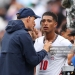 FOXBOROUGH, MASSACHUSETTS - JUNE 23: Thomas Tuchel, Manager of England, speaks to Jude Bellingham #10 of England at the hydration break during the FIFA World Cup 2026 Group L match between England and Ghana at Boston Stadium on June 23, 2026 in Foxborough, Massachusetts. (Photo by Richard Pelham/Getty Images)