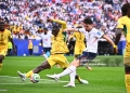 23 June 2026, USA, Foxborough: Soccer, Men, 2026 World Cup, England vs. Ghana, Group Stage, Group L, Matchday 2, Boston Stadium, Jonas Adjetey (left, Ghana) in a tackle with Declan Rice (England). PLEASE NOTE: In accordance with FIFA regulations, these images may be used exclusively for editorial purposes. Commercial use is prohibited. Furthermore, no video-like sequences may be created, and no alterations may be made to the image, either in the foreground or the background. Photo: Tom Weller/dpa (Photo by Tom Weller/picture alliance via Getty Images)