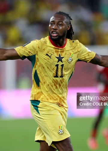Ghana's forward #11 Antoine Semenyo gestures during the 2026 World Cup Group L football match between Ghana and Panama at the Toronto Stadium in Toronto on June 17, 2026. (Photo by Cole Burston / AFP via Getty Images)
