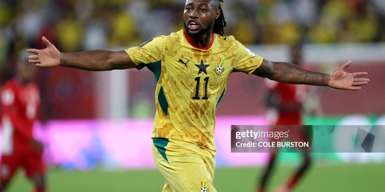 Ghana's forward #11 Antoine Semenyo gestures during the 2026 World Cup Group L football match between Ghana and Panama at the Toronto Stadium in Toronto on June 17, 2026.  (Photo by Cole Burston / AFP via Getty Images)
