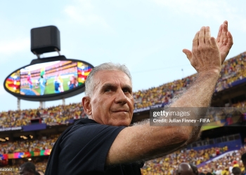 KANSAS CITY, MISSOURI - JULY 03: Carlos Queiroz, Head Coach of Ghana, looks on before the FIFA World Cup 2026 Round of 32 match between Colombia and Ghana at Kansas City Stadium on July 03, 2026 in Kansas City, Missouri. (Photo by Julian Finney - FIFA/FIFA via Getty Images)