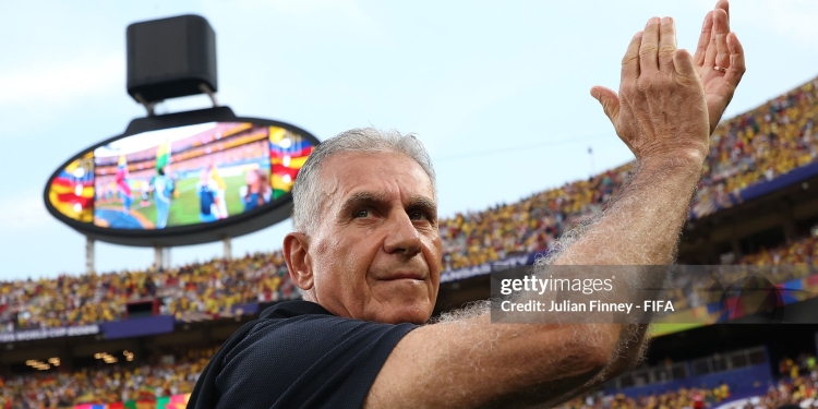 KANSAS CITY, MISSOURI - JULY 03: Carlos Queiroz, Head Coach of Ghana, looks on before the FIFA World Cup 2026 Round of 32 match between Colombia and Ghana at Kansas City Stadium on July 03, 2026 in Kansas City, Missouri. (Photo by Julian Finney - FIFA/FIFA via Getty Images)