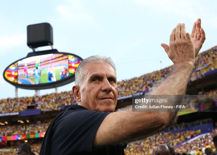 KANSAS CITY, MISSOURI - JULY 03: Carlos Queiroz, Head Coach of Ghana, looks on before the FIFA World Cup 2026 Round of 32 match between Colombia and Ghana at Kansas City Stadium on July 03, 2026 in Kansas City, Missouri. (Photo by Julian Finney - FIFA/FIFA via Getty Images)