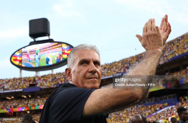 KANSAS CITY, MISSOURI - JULY 03: Carlos Queiroz, Head Coach of Ghana, looks on before the FIFA World Cup 2026 Round of 32 match between Colombia and Ghana at Kansas City Stadium on July 03, 2026 in Kansas City, Missouri. (Photo by Julian Finney - FIFA/FIFA via Getty Images)