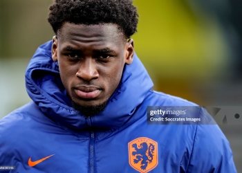 VENLO, NETHERLANDS - MARCH 30: Ernest Poku of Holland U21 during the  International Friendly match between Holland U21 v Belgium U21 at the De Koel on March 30, 2026 in Venlo Netherlands (Photo by Jeroen van den Berg/Soccrates/Getty Images)