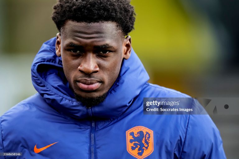 VENLO, NETHERLANDS - MARCH 30: Ernest Poku of Holland U21 during the  International Friendly match between Holland U21 v Belgium U21 at the De Koel on March 30, 2026 in Venlo Netherlands (Photo by Jeroen van den Berg/Soccrates/Getty Images)