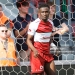 Essevee's Joseph Opoku celebrates after scoring during a soccer match between SV Zulte Waregem and FCV Dender EH, Saturday 09 May 2026 in Waregem, on the sixth and last day of the Relegation Play-offs of the 2025-2026 'Jupiler Pro League' first division of the Belgian championship. BELGA PHOTO KURT DESPLENTER (Photo by KURT DESPLENTER / BELGA MAG / Belga / AFP via Getty Images)