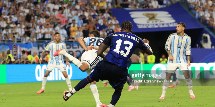 MIAMI GARDENS, FLORIDA - JULY 03: Sidny Lopes Cabral #13 of Cabo Verde scores his team's second goal during the FIFA World Cup 2026 Round of 32 match between Argentina and Cabo Verde at Miami Stadium on July 03, 2026 in Miami Gardens, Florida. (Photo by Ezra Shaw - FIFA/FIFA via Getty Images)