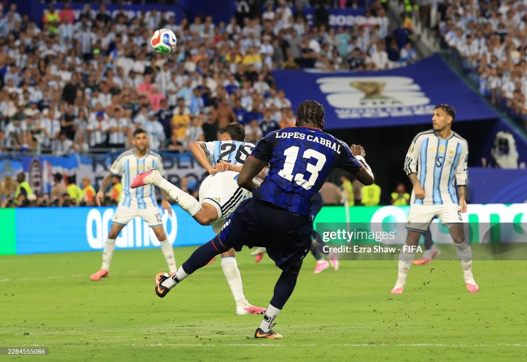MIAMI GARDENS, FLORIDA - JULY 03: Sidny Lopes Cabral #13 of Cabo Verde scores his team's second goal during the FIFA World Cup 2026 Round of 32 match between Argentina and Cabo Verde at Miami Stadium on July 03, 2026 in Miami Gardens, Florida. (Photo by Ezra Shaw - FIFA/FIFA via Getty Images)