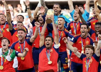 Getty Images
Image caption,
Winners Spain were one of six European teams to reach the quarter-finals of this summer's World Cup