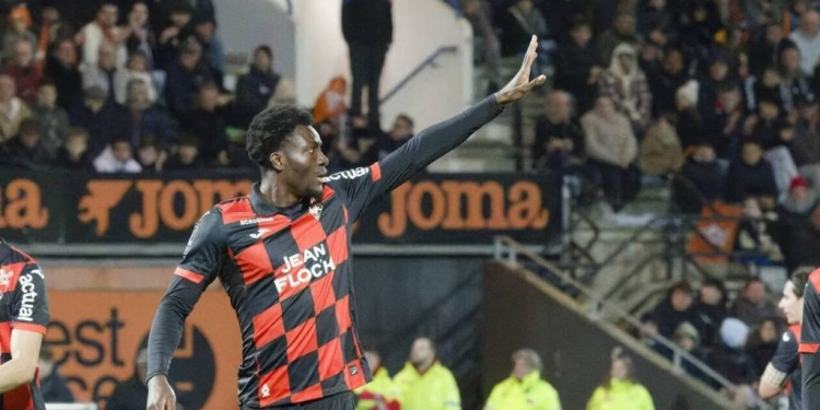 Nathaniel Adjei in action for FC Lorient in the 2-1 win against FC Nantes
