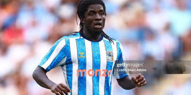 COVENTRY, ENGLAND - AUGUST 14:Caleb Yirenkyi of Coventry City during the pre-season friendly match between Coventry City and AS Monaco at The Coventry Building Society Arena on August 14, 2026 in Coventry, United Kingdom. (Photo by Marc Atkins/Getty Images)