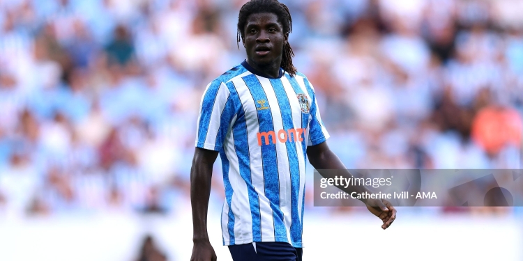COVENTRY, ENGLAND - AUGUST 14: Caleb Yirenkyi of Coventry City during the pre-season friendly match between Coventry City and AS Monaco at The Coventry Building Society Arena on August 14, 2026 in Coventry, England. (Photo by Catherine Ivill - AMA/Getty Images)