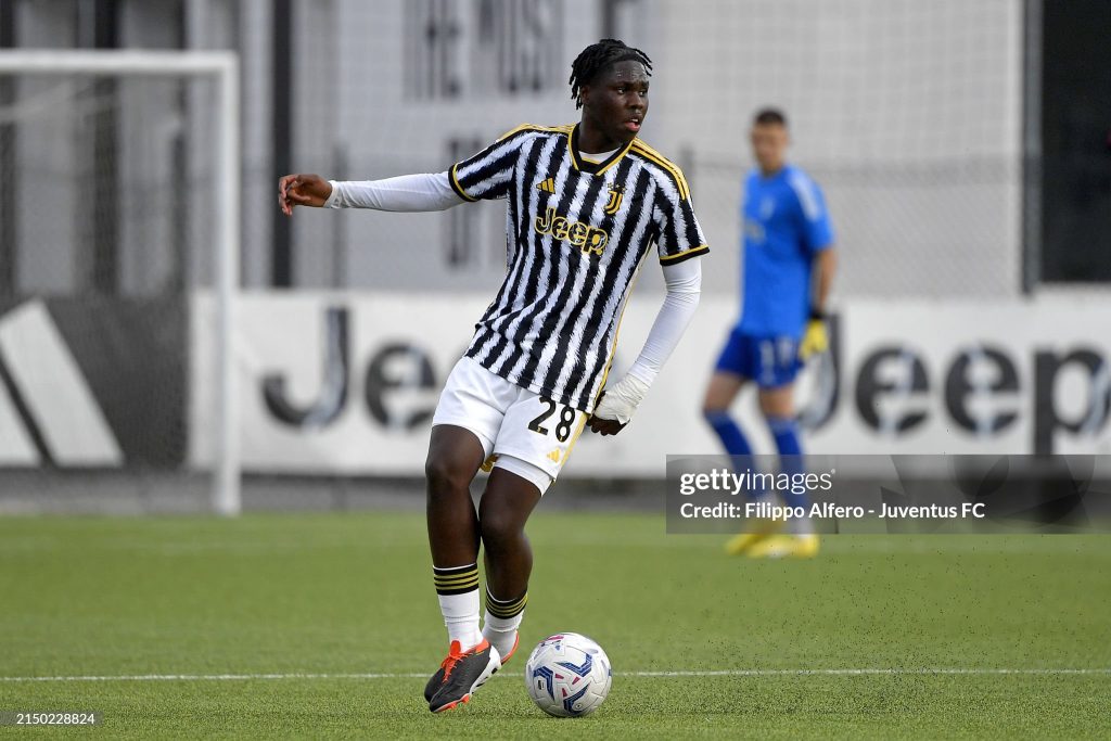 VINOVO, ITALY - APRIL 29: Augusto Seedorf Owusu of Juventus during the Primavera 1 match between Juventus U19 and Torino U19 at Juventus Center Vinovo on April 29, 2024 in Vinovo, Italy. (Photo by Filippo Alfero - Juventus FC/Juventus FC via Getty Images)