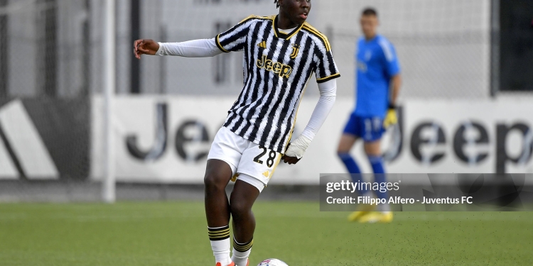 VINOVO, ITALY - APRIL 29: Augusto Seedorf Owusu of Juventus during the Primavera 1 match between Juventus U19 and Torino U19 at Juventus Center Vinovo on April 29, 2024 in Vinovo, Italy. (Photo by Filippo Alfero - Juventus FC/Juventus FC via Getty Images)