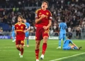 Molina celebrates Roma's second as they comfortably beat Slovan Bratislava